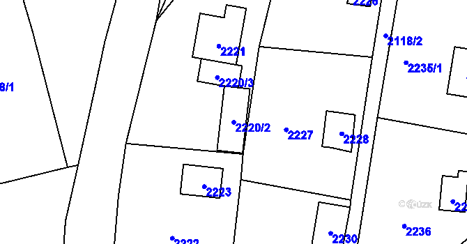 Parcela st. 2220/2 v KÚ Brná nad Labem, Katastrální mapa