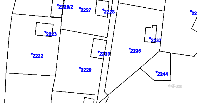 Parcela st. 2230 v KÚ Brná nad Labem, Katastrální mapa