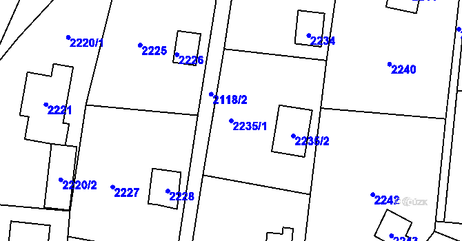 Parcela st. 2235/1 v KÚ Brná nad Labem, Katastrální mapa