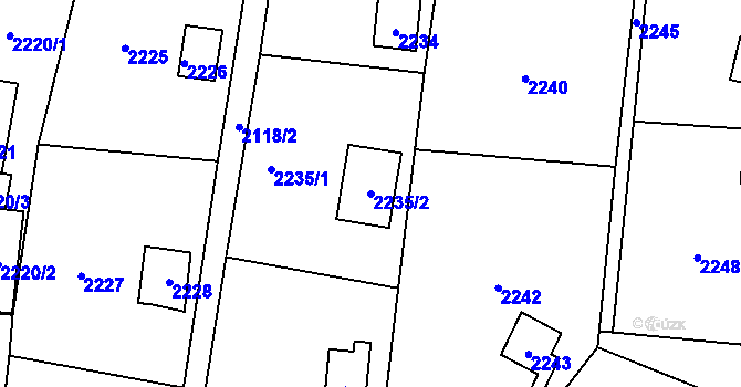 Parcela st. 2235/2 v KÚ Brná nad Labem, Katastrální mapa