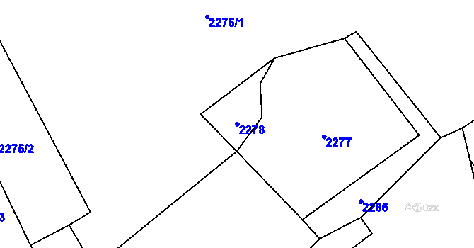 Parcela st. 2278 v KÚ Brná nad Labem, Katastrální mapa