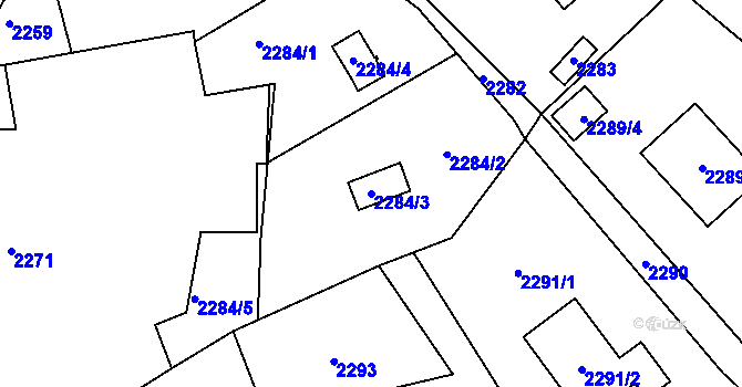 Parcela st. 2284/3 v KÚ Brná nad Labem, Katastrální mapa