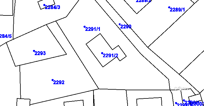 Parcela st. 2291/2 v KÚ Brná nad Labem, Katastrální mapa