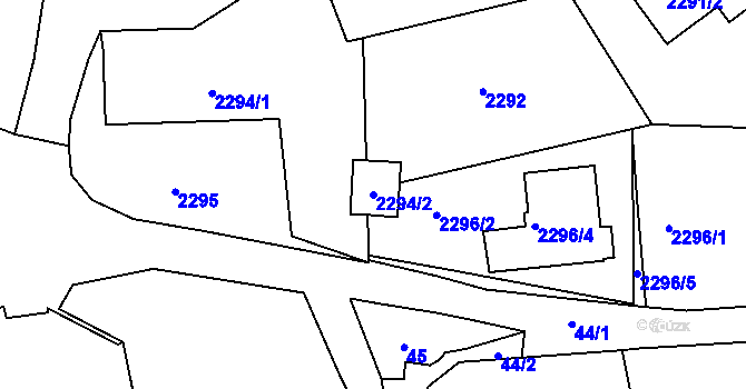 Parcela st. 2294/2 v KÚ Brná nad Labem, Katastrální mapa