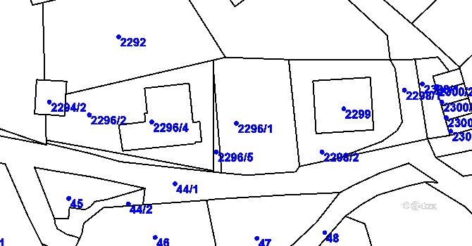 Parcela st. 2296/1 v KÚ Brná nad Labem, Katastrální mapa