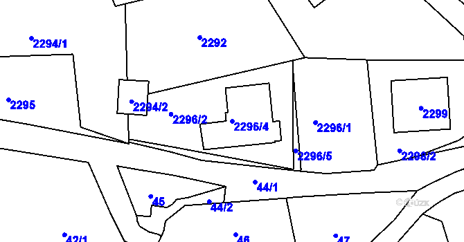 Parcela st. 2296/4 v KÚ Brná nad Labem, Katastrální mapa