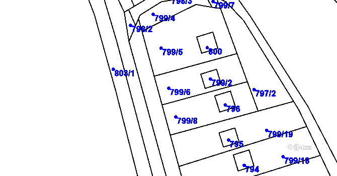 Parcela st. 799/6 v KÚ Brná nad Labem, Katastrální mapa