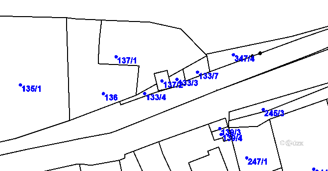 Parcela st. 133/2 v KÚ Brná nad Labem, Katastrální mapa