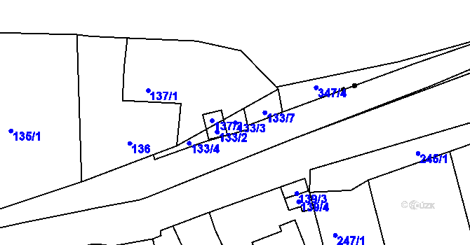 Parcela st. 133/3 v KÚ Brná nad Labem, Katastrální mapa