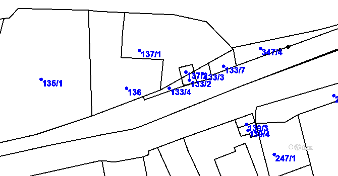 Parcela st. 133/4 v KÚ Brná nad Labem, Katastrální mapa