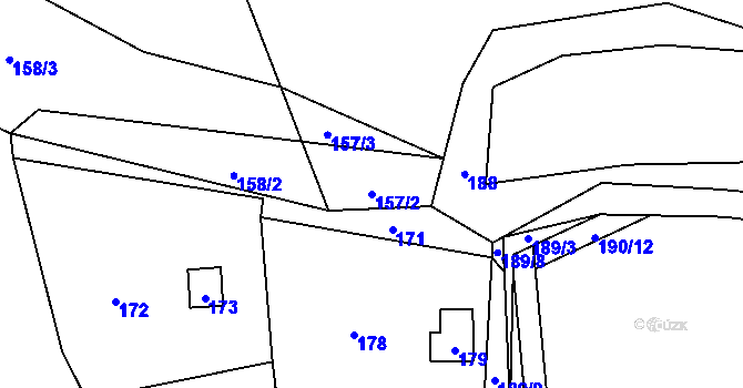 Parcela st. 157/2 v KÚ Brná nad Labem, Katastrální mapa