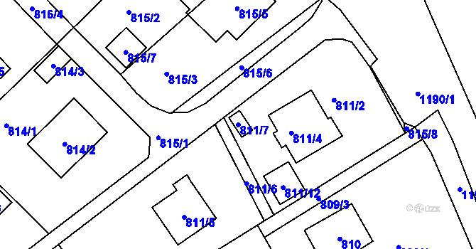 Parcela st. 811/7 v KÚ Brná nad Labem, Katastrální mapa