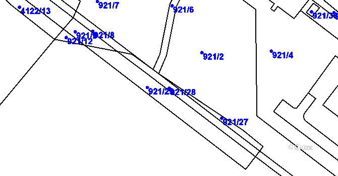 Parcela st. 921/28 v KÚ Brná nad Labem, Katastrální mapa