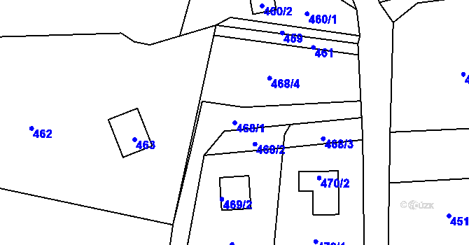 Parcela st. 468/1 v KÚ Brná nad Labem, Katastrální mapa