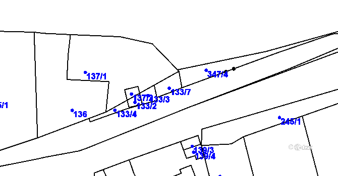 Parcela st. 133/7 v KÚ Brná nad Labem, Katastrální mapa