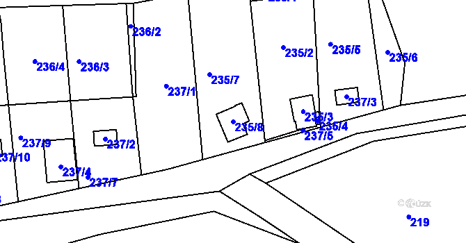 Parcela st. 235/8 v KÚ Brná nad Labem, Katastrální mapa