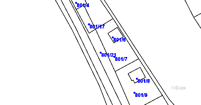 Parcela st. 801/21 v KÚ Brná nad Labem, Katastrální mapa