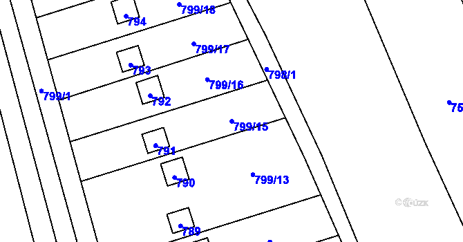 Parcela st. 799/15 v KÚ Brná nad Labem, Katastrální mapa