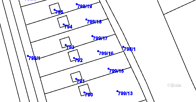 Parcela st. 799/16 v KÚ Brná nad Labem, Katastrální mapa