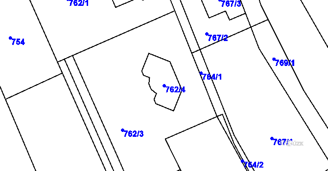 Parcela st. 762/4 v KÚ Brná nad Labem, Katastrální mapa