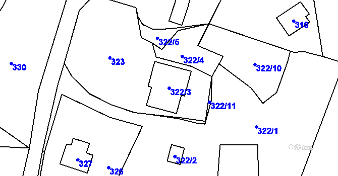 Parcela st. 322/3 v KÚ Brná nad Labem, Katastrální mapa