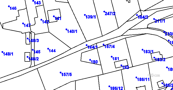 Parcela st. 184/1 v KÚ Brná nad Labem, Katastrální mapa