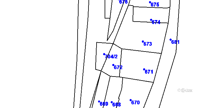 Parcela st. 704/2 v KÚ Brná nad Labem, Katastrální mapa