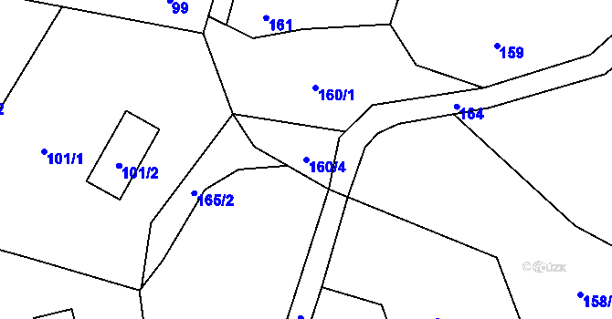 Parcela st. 160/4 v KÚ Brná nad Labem, Katastrální mapa
