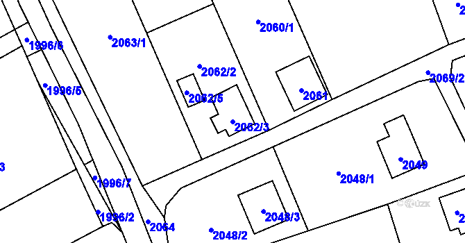 Parcela st. 2062/3 v KÚ Brná nad Labem, Katastrální mapa