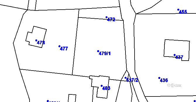 Parcela st. 479/1 v KÚ Brná nad Labem, Katastrální mapa
