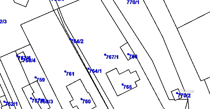 Parcela st. 767/1 v KÚ Brná nad Labem, Katastrální mapa