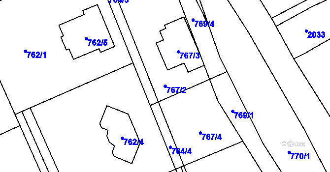 Parcela st. 767/2 v KÚ Brná nad Labem, Katastrální mapa