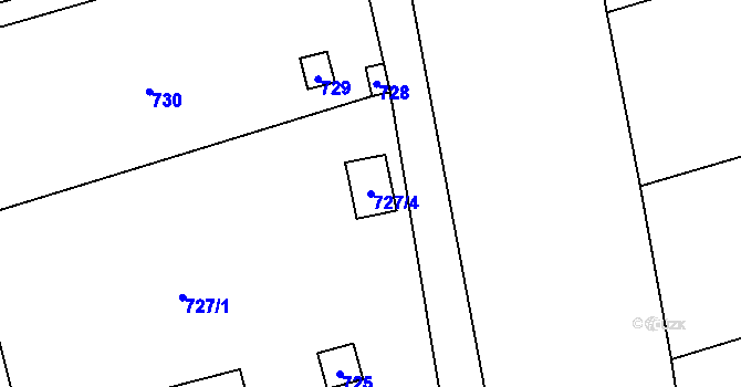 Parcela st. 727/4 v KÚ Brná nad Labem, Katastrální mapa