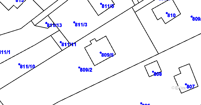 Parcela st. 809/5 v KÚ Brná nad Labem, Katastrální mapa