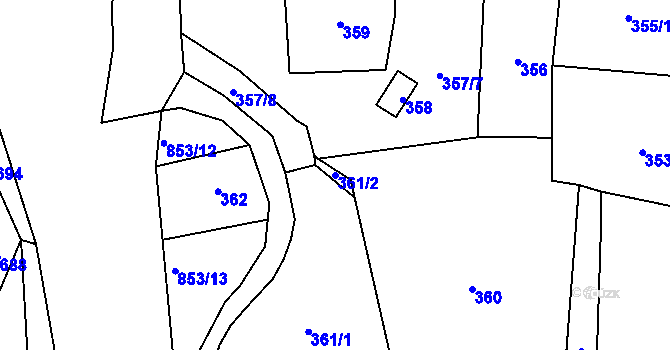 Parcela st. 361/2 v KÚ Brná nad Labem, Katastrální mapa