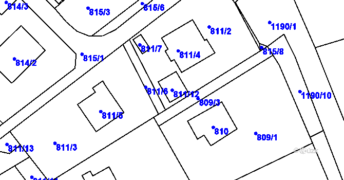 Parcela st. 811/12 v KÚ Brná nad Labem, Katastrální mapa