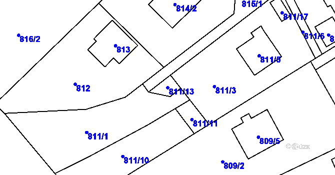 Parcela st. 811/13 v KÚ Brná nad Labem, Katastrální mapa