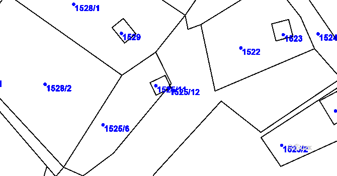 Parcela st. 1525/12 v KÚ Brná nad Labem, Katastrální mapa