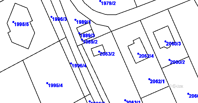 Parcela st. 2063/2 v KÚ Brná nad Labem, Katastrální mapa