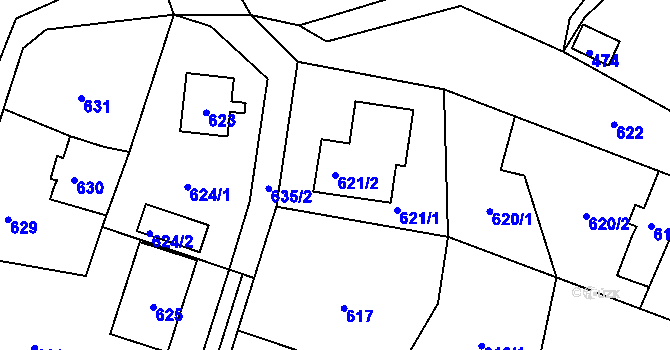 Parcela st. 621/2 v KÚ Brná nad Labem, Katastrální mapa
