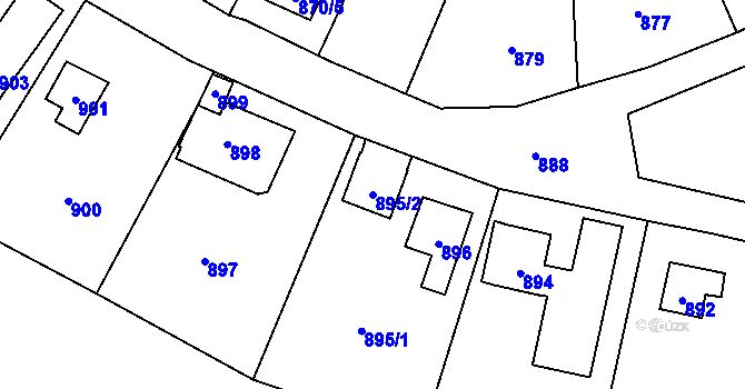 Parcela st. 895/2 v KÚ Brná nad Labem, Katastrální mapa