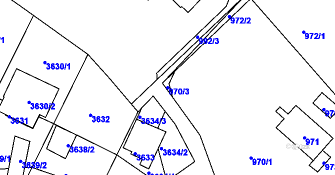 Parcela st. 970/3 v KÚ Brná nad Labem, Katastrální mapa