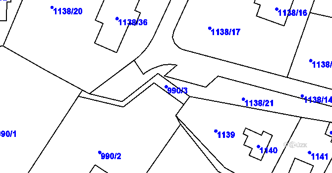 Parcela st. 990/3 v KÚ Brná nad Labem, Katastrální mapa