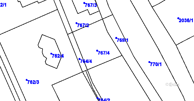 Parcela st. 767/4 v KÚ Brná nad Labem, Katastrální mapa
