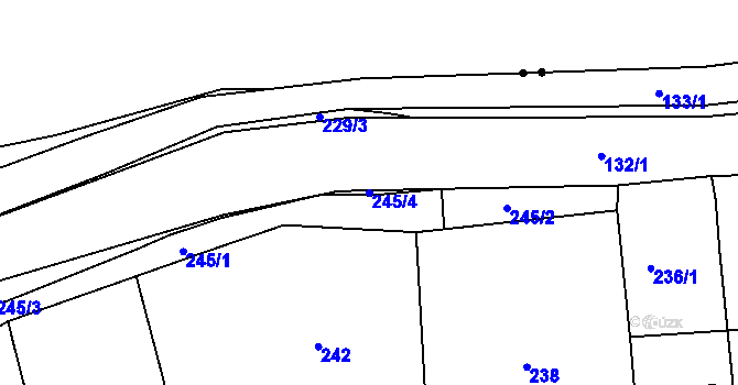 Parcela st. 245/4 v KÚ Brná nad Labem, Katastrální mapa