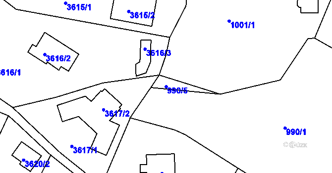 Parcela st. 990/5 v KÚ Brná nad Labem, Katastrální mapa