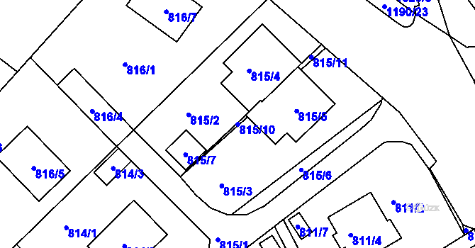 Parcela st. 815/10 v KÚ Brná nad Labem, Katastrální mapa