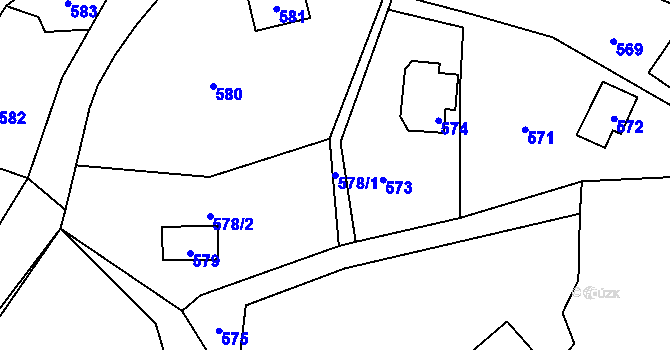 Parcela st. 578/1 v KÚ Brná nad Labem, Katastrální mapa