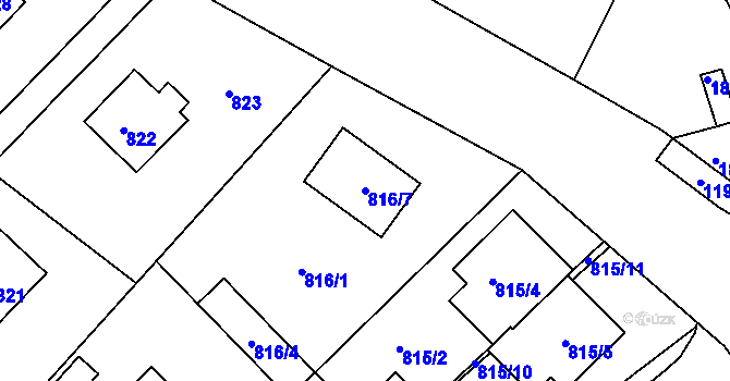 Parcela st. 816/7 v KÚ Brná nad Labem, Katastrální mapa