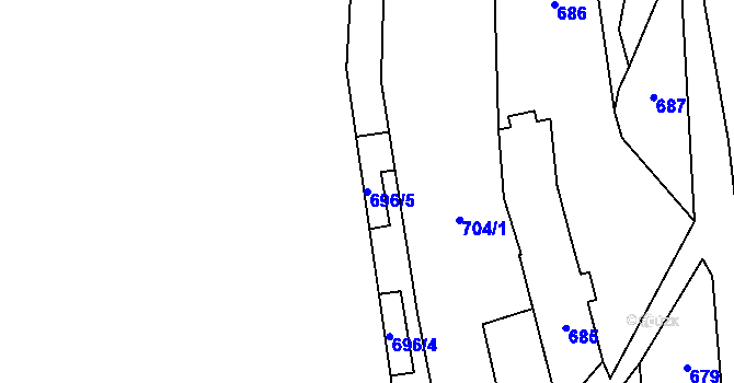 Parcela st. 696/5 v KÚ Brná nad Labem, Katastrální mapa